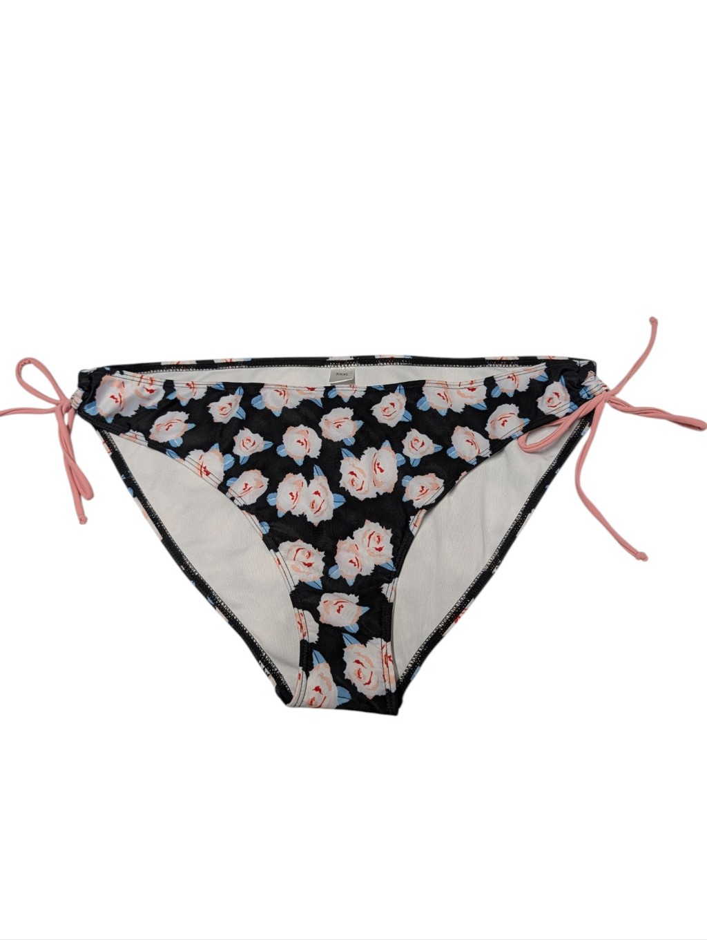Black Floral Tie Side Bikini Bottom Xxxl Nwt Pink Rose Print Swim Bottom